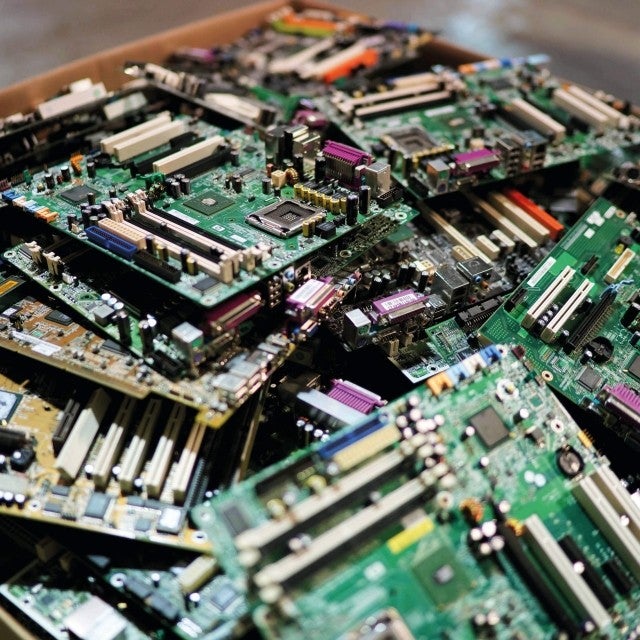 box of circuit boards for recycling