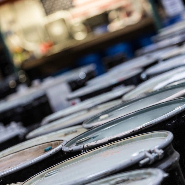 barrels of hazardous waste lined up 