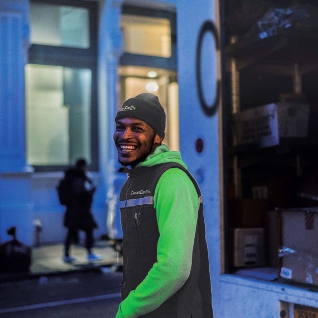 man unloading truck at night