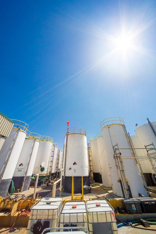 Large tanks at outside storage facility