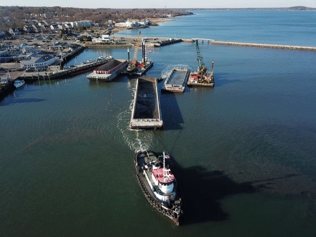 Plymouth harbor from above